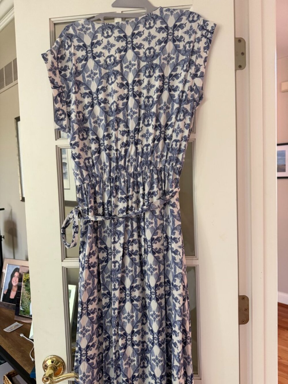 Vince Camuto short sleeve faux wrap blue floral maxi dress size Medium - Picture 7 of 7